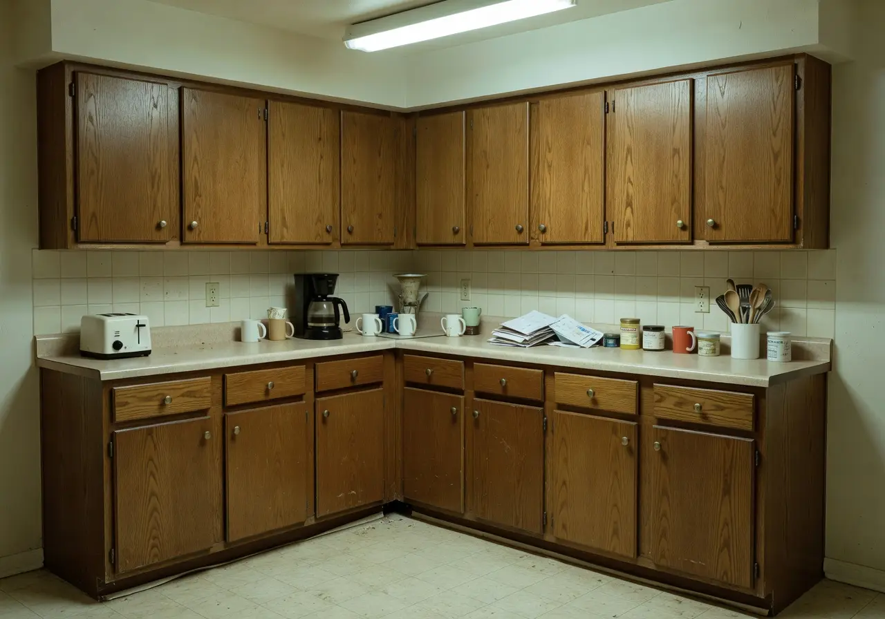 Outdated 1990s kitchen before AI kitchen remodel makeover