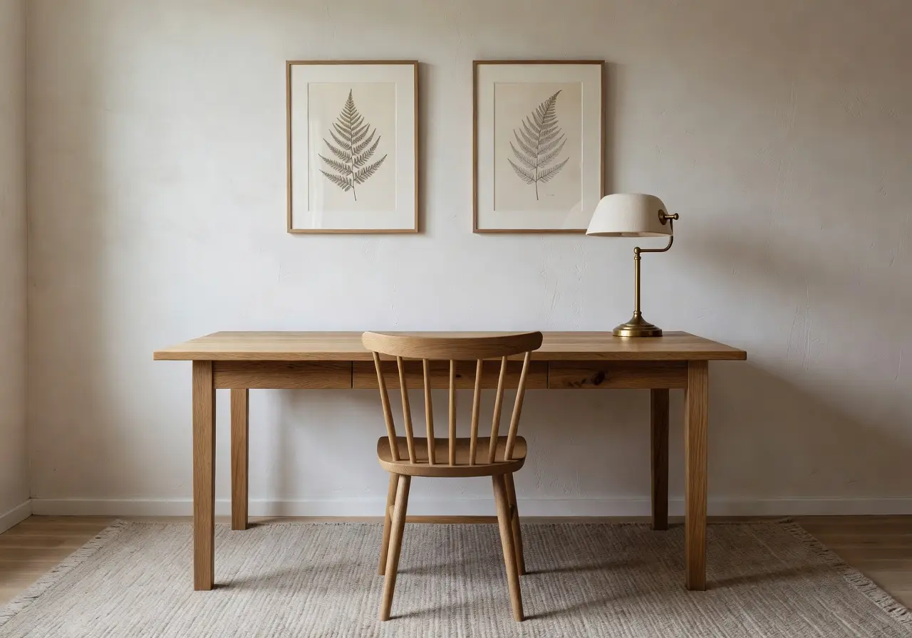 AI-rendered minimalist home office by DecorAI