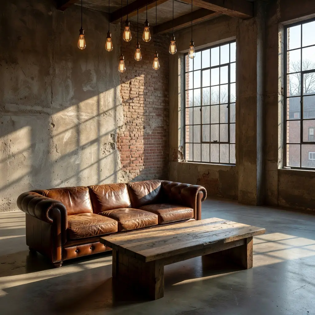AI-rendered industrial interior design style preview by DecorAI